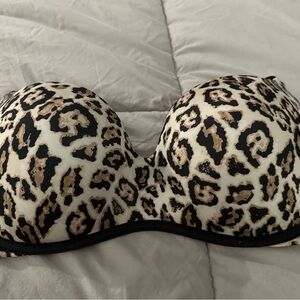 Victoria's Secret Brown and Black Push-Up Balconette Bra Print Bra